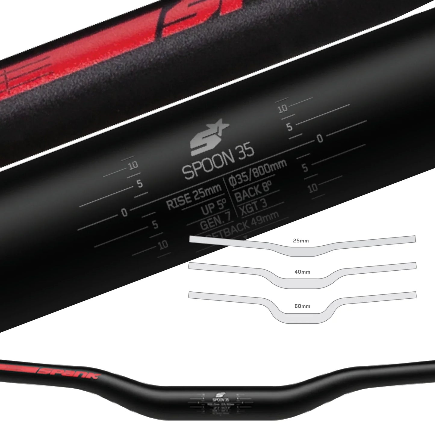 SPANK SPOON 35 Rise 40mm 800mm Preto/Vermelho Cabide