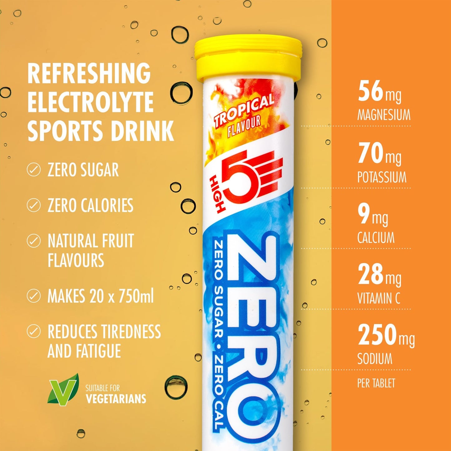 Comprimidos de hidratação electrolítica HIGH5 ZERO (x20) Tropical