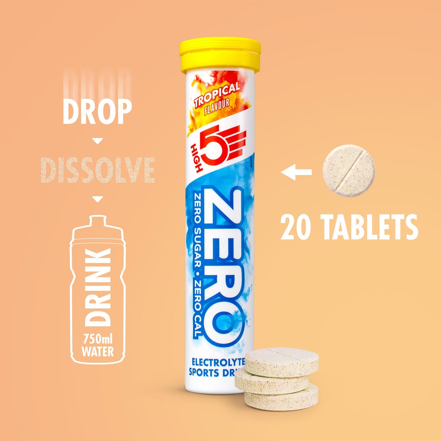 Comprimidos de hidratação electrolítica HIGH5 ZERO (x20) Tropical