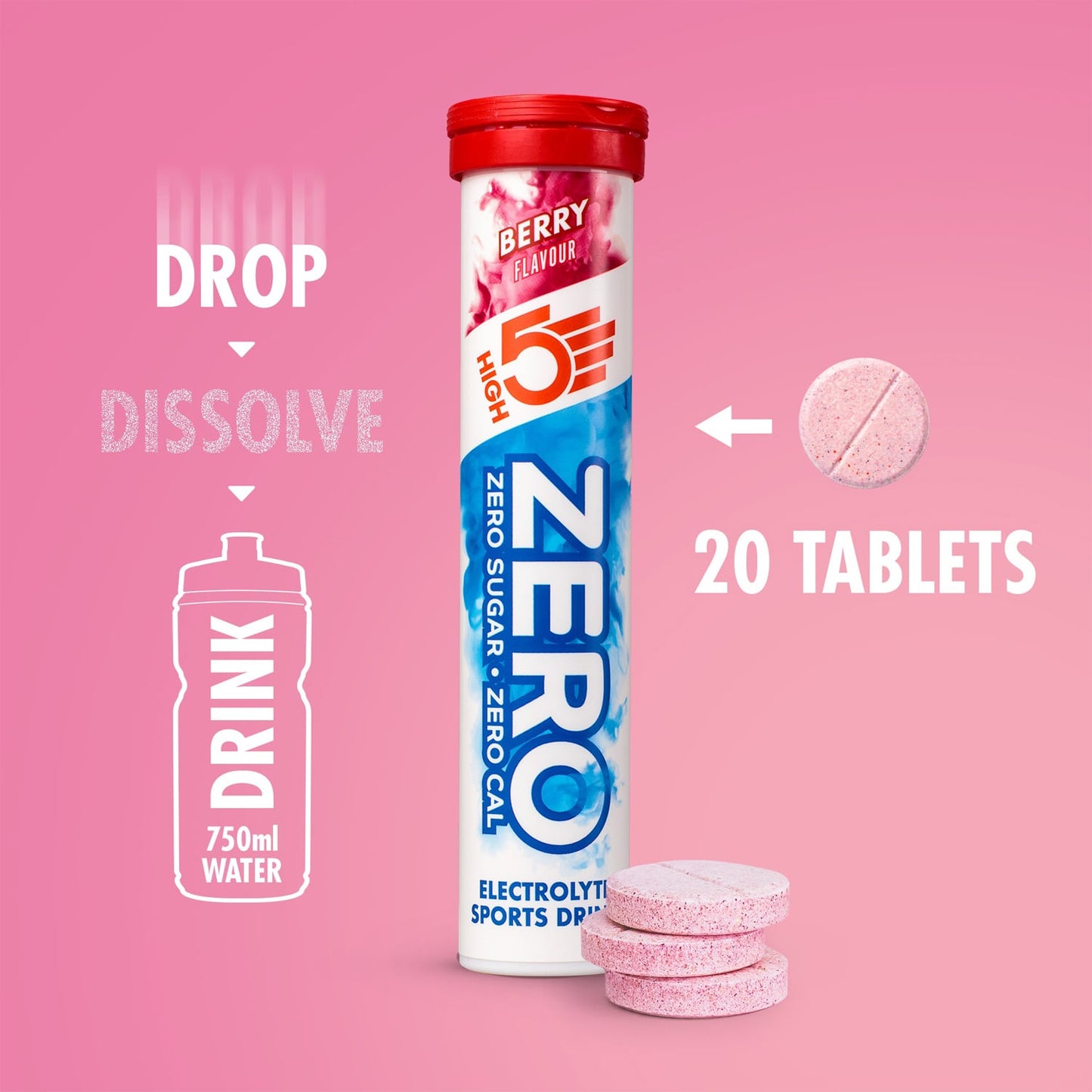 Boisson Anticrampe HIGH5 ZERO Tubo de 20 pastilhas de frutos vermelhos