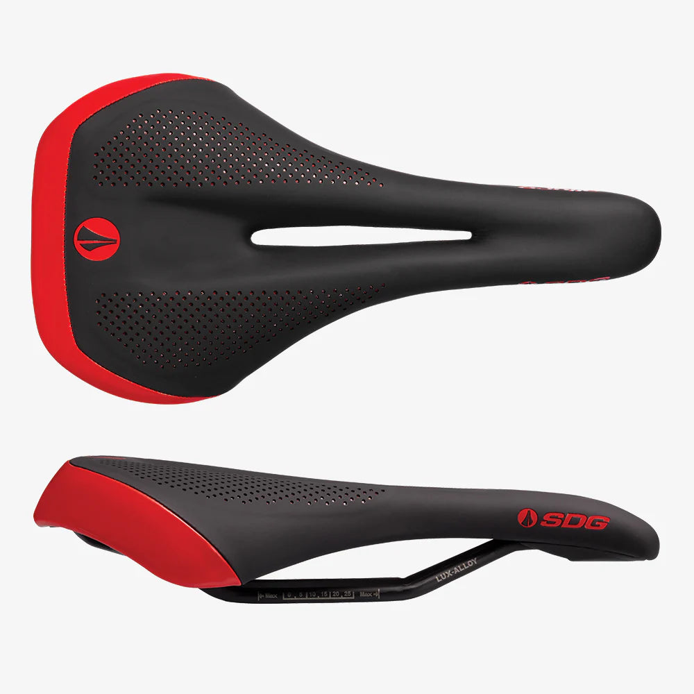 Selim para mulher SDG ALLURE V2 Lux-Alloy Rails Preto/Vermelho