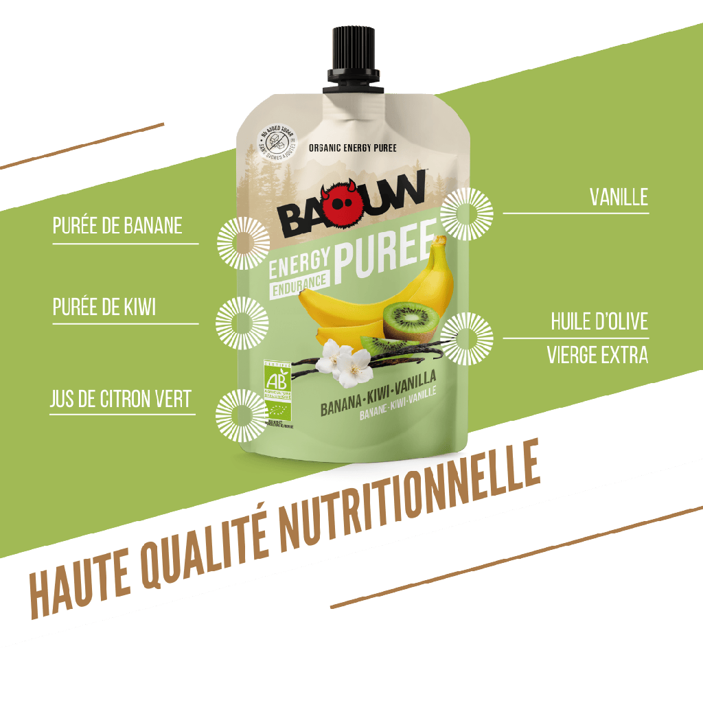 BAOUW Receita Energética de Fruta Biológica Puré de Banana/Kiwi/Vanilla (90g)