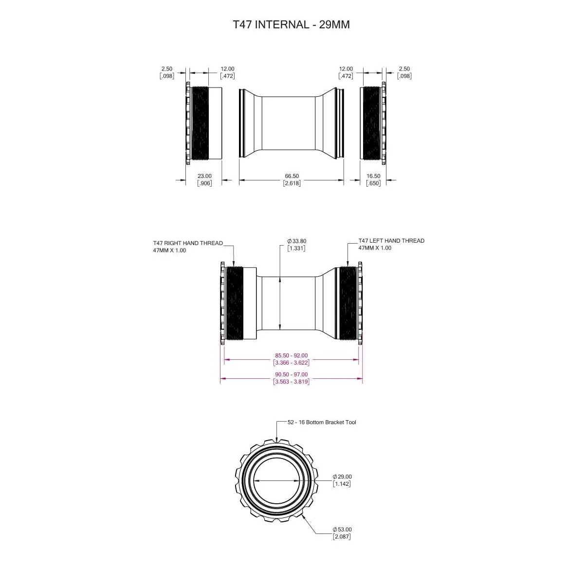 Pedaleira WOLFTOOTH T47 29mm SRAM DUB Purple