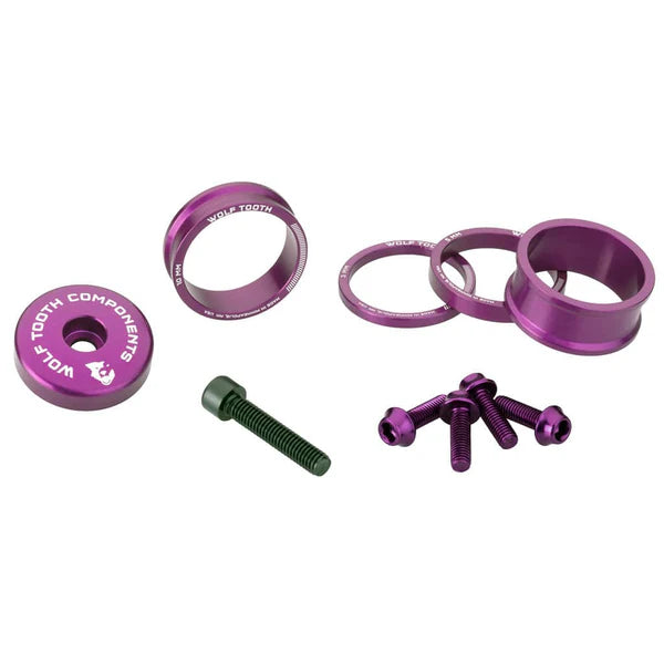 Kit de espaçadores, tampa da haste e parafusos WOLFTOOTH BLING KIT Ultravioleta
