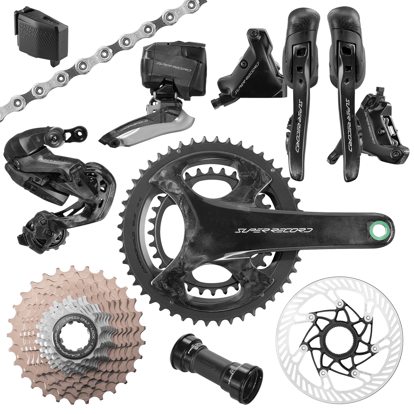 Pacote CAMPAGNOLO SUPER RECORD WRL 2x12V