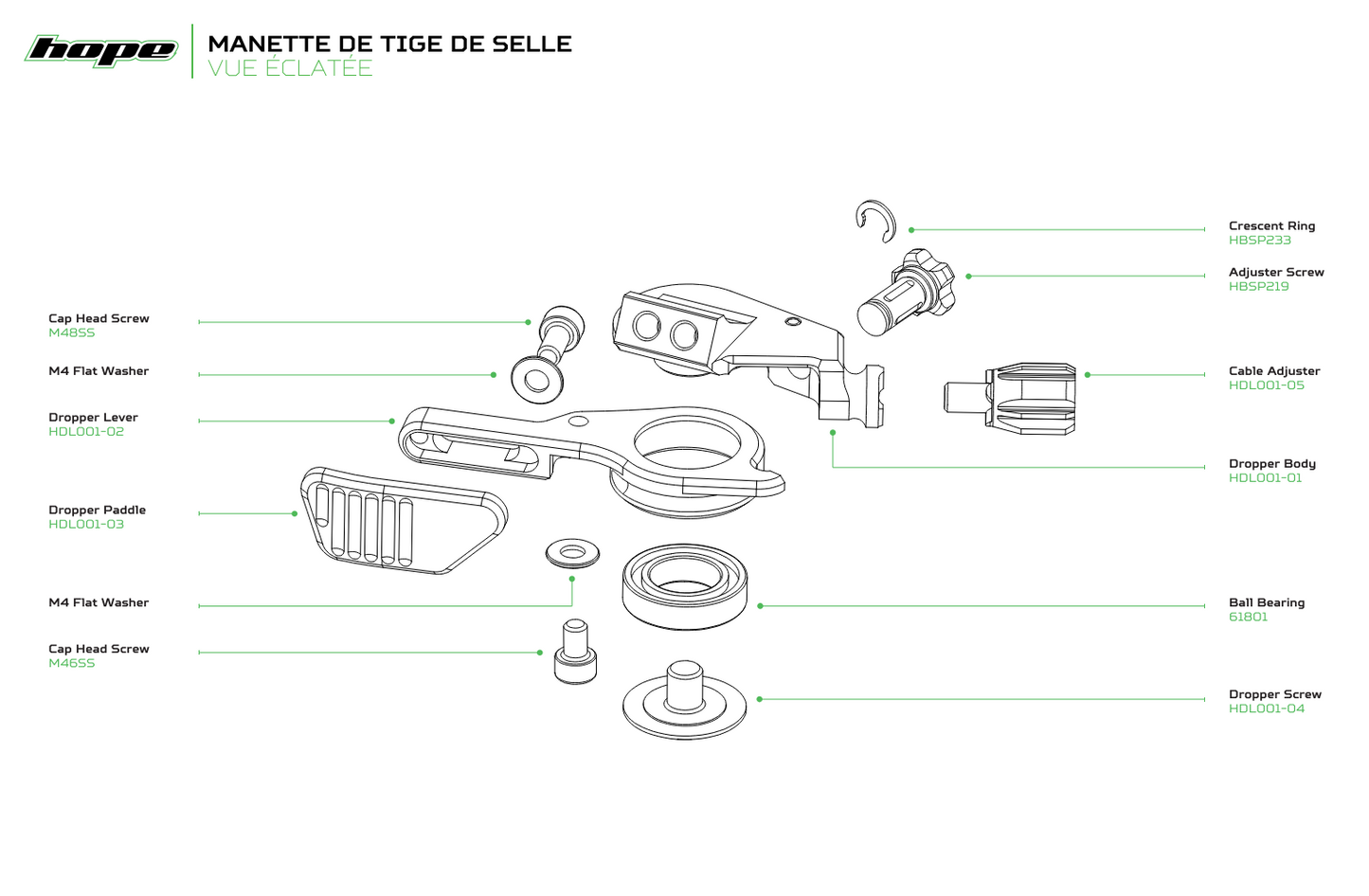 Controlo de espigão de selim HOPE Prata/Vermelho