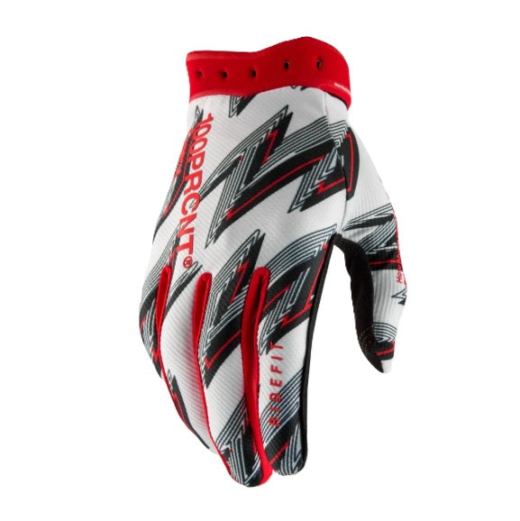 Luvas 100% RIDEFIT brancas/vermelhas