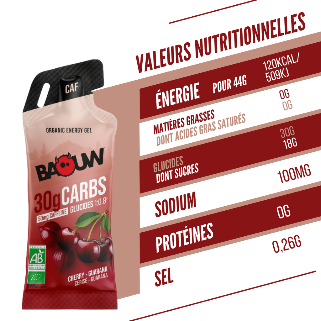 Gel Energético BAOW (44g) Limão/Cereja/Guaraná Cafeínado