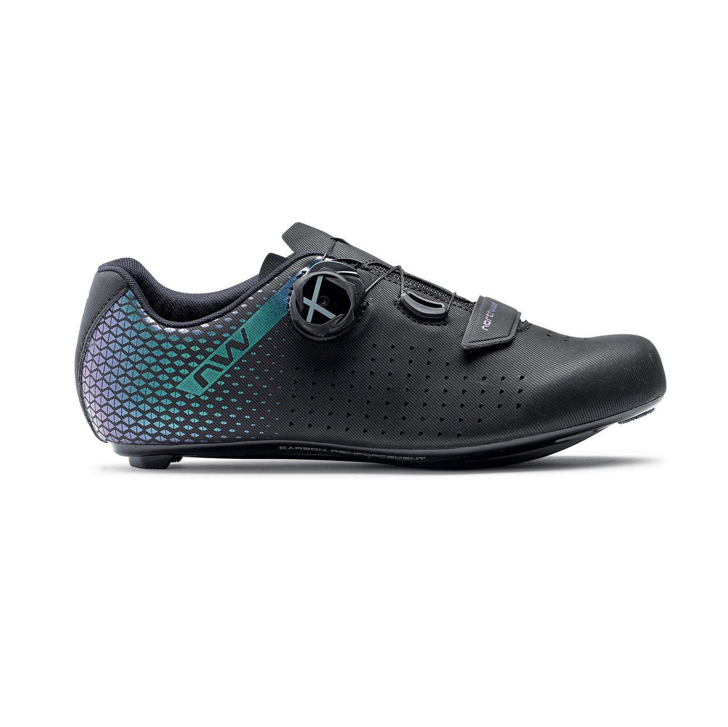 Sapato de estrada NORTHWAVE CORE PLUS 2 para mulher Preto/Iridescente