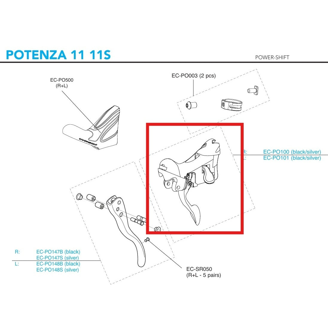 BLOCO DE INDEXAÇÃO ESQUERDO CAMPAGNOLO POTENZA POWER-SHIFT 11V 2018