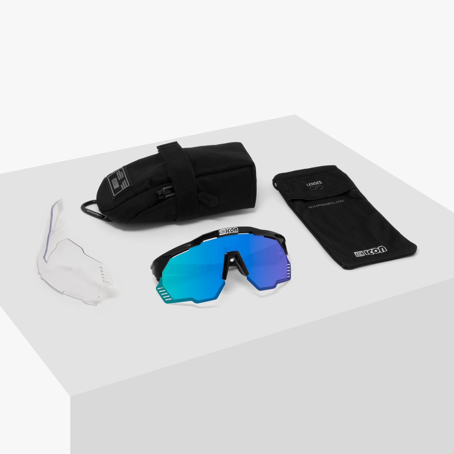 Óculos de sol SCICON AEROSHADE KUNKEN Preto Multimirror Azul