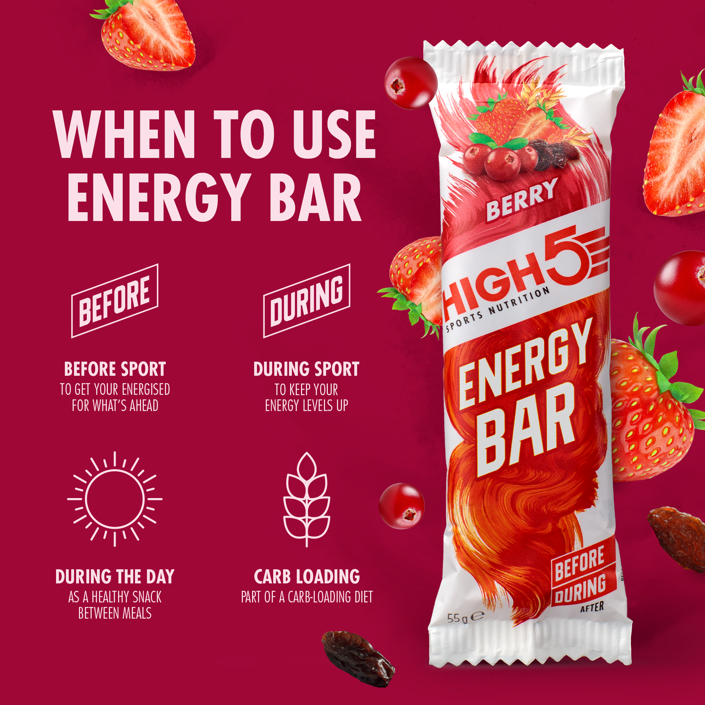 BARRA ENERGÉTICA HIGH5 (55g) Frutos vermelhos