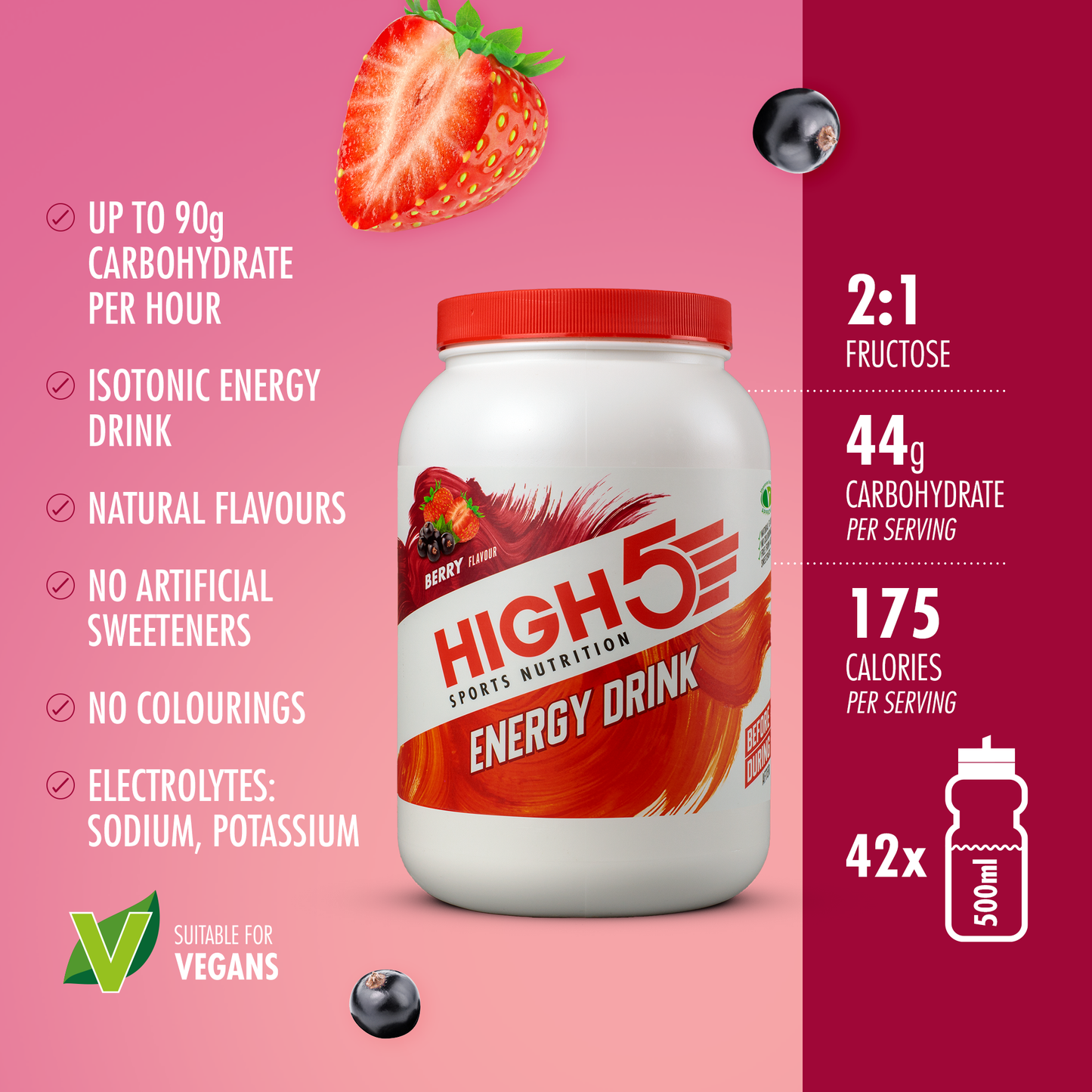 HIGH5 ENERGY DRINK (2,2 kg) Bagas vermelhas