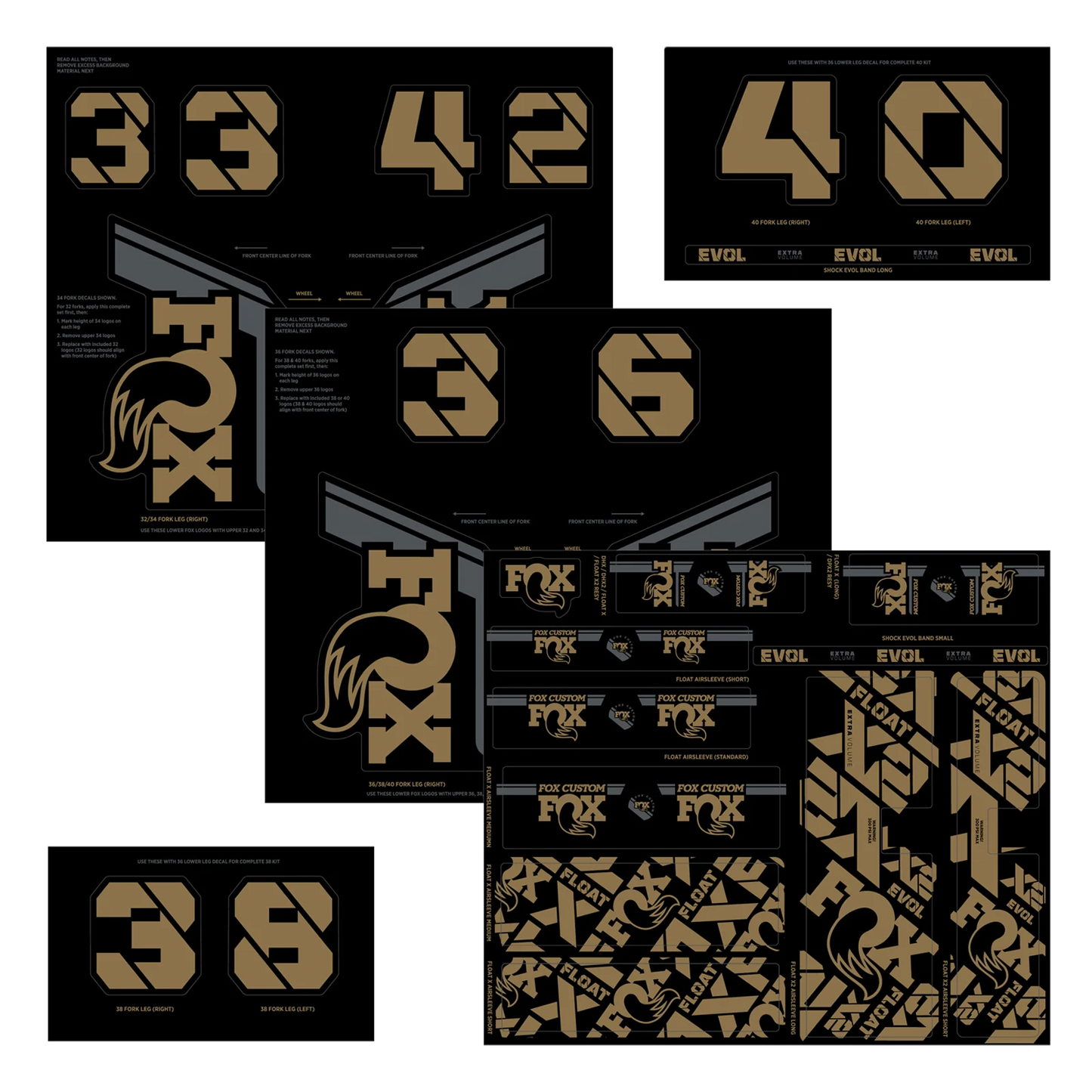 Kit de autocolantes para forquilhas e amortecedores FOX Kashima