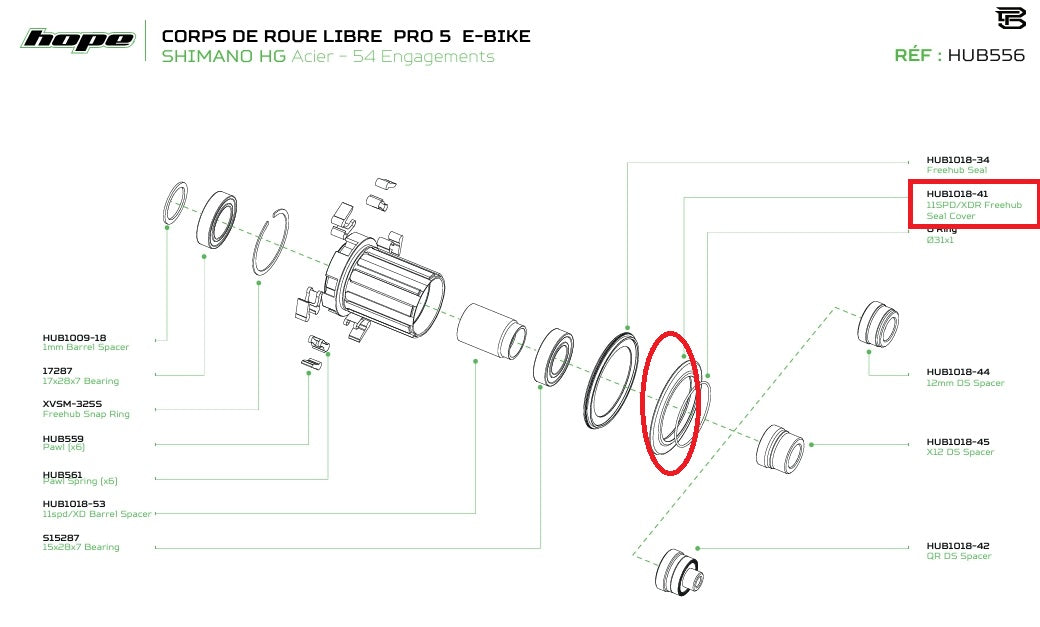 HOPE PRO 5 11SPD/XDR Tampa do vedante lateral da transmissão Preto