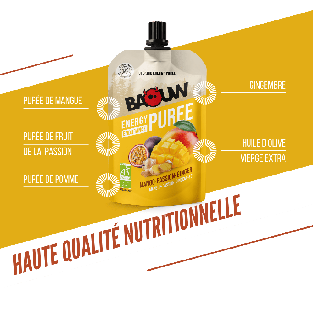BAOUW Receita Biológica Puré Energético de Manga/Paixão/Gengibre (90g)
