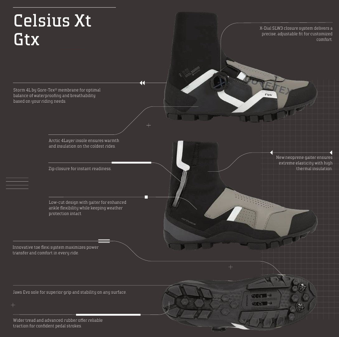 NORTHWAVE CELSIUS XT GTX WINTER Sapatos de BTT Preto/Cinza