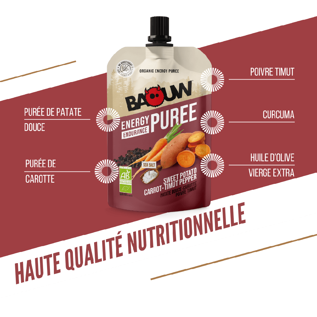 BAOUW Puré Energético Biológico Receita Saborosa Batata Doce/Cenoura/Pimenta (90g)