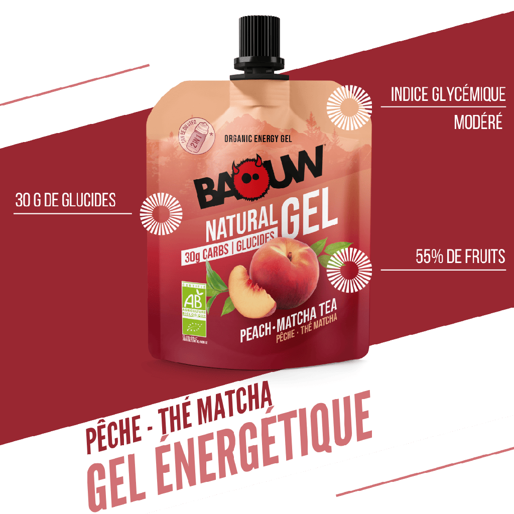 BAOUW Gel Energético Chá de Pêssego-Matcha Biológico (85g)