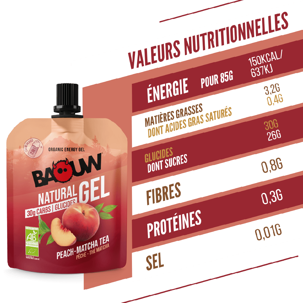 BAOUW Gel Energético Chá de Pêssego-Matcha Biológico (85g)
