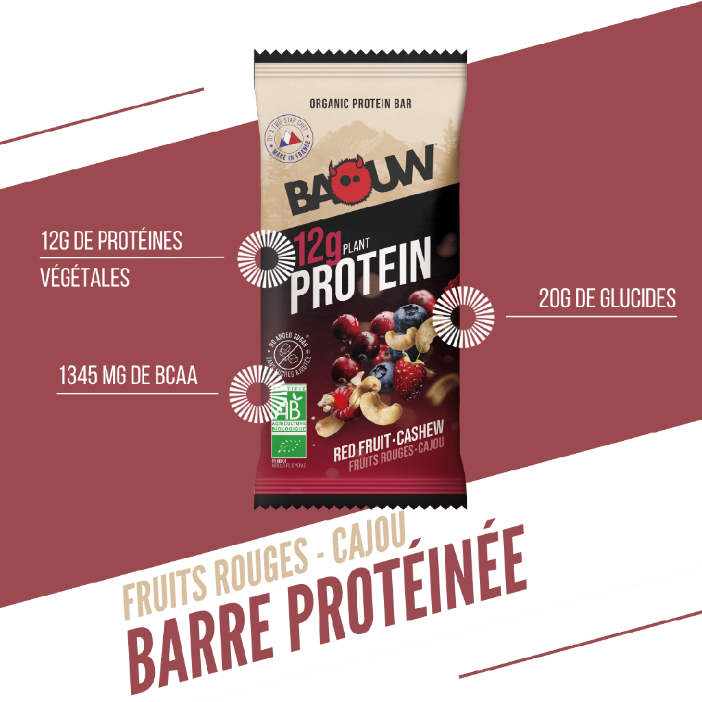 BAOUW ORGANIC EXTRA Barra de Proteína de Frutos Vermelhos/Caju (50g)
