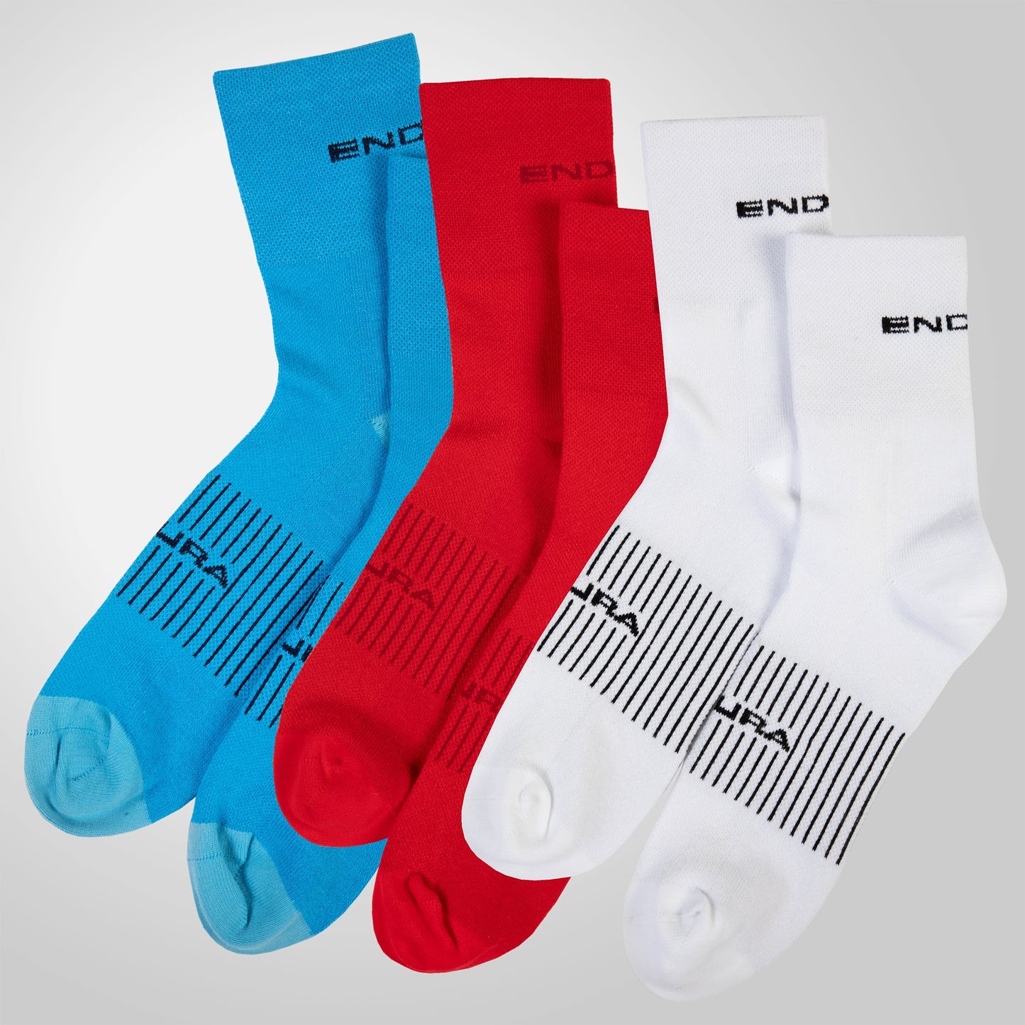 Meias ENDURA COOLMAX RACE 3-Paires Branco/Azul/Vermelho
