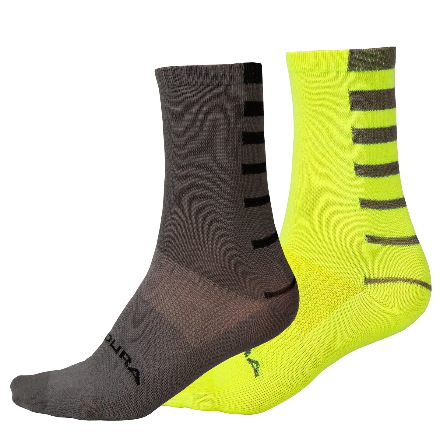 Meias ENDURA COOLMAX STRIPE de 2 pares Amarelo/Cinzento
