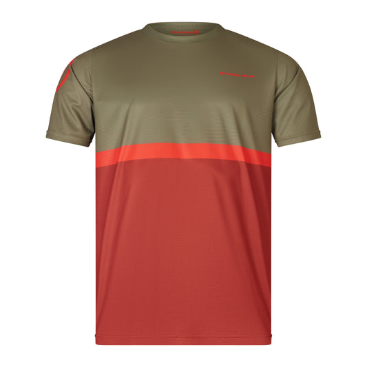 ENDURA SINGLETRACK CORE TEE II Camisola de manga curta Cáqui/Vermelho 2025