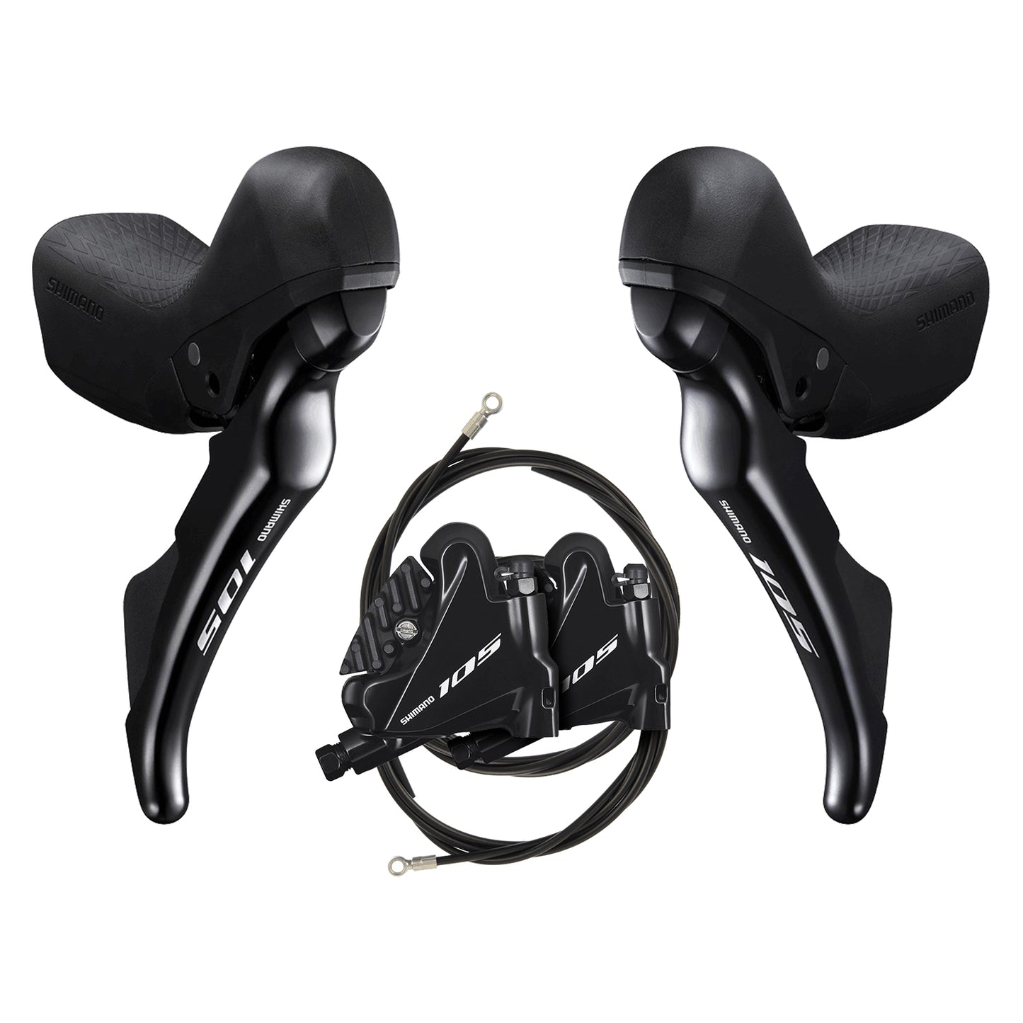 Par de alavancas e pinças SHIMANO 105 R7020 2x11 Flat Mount Discless
