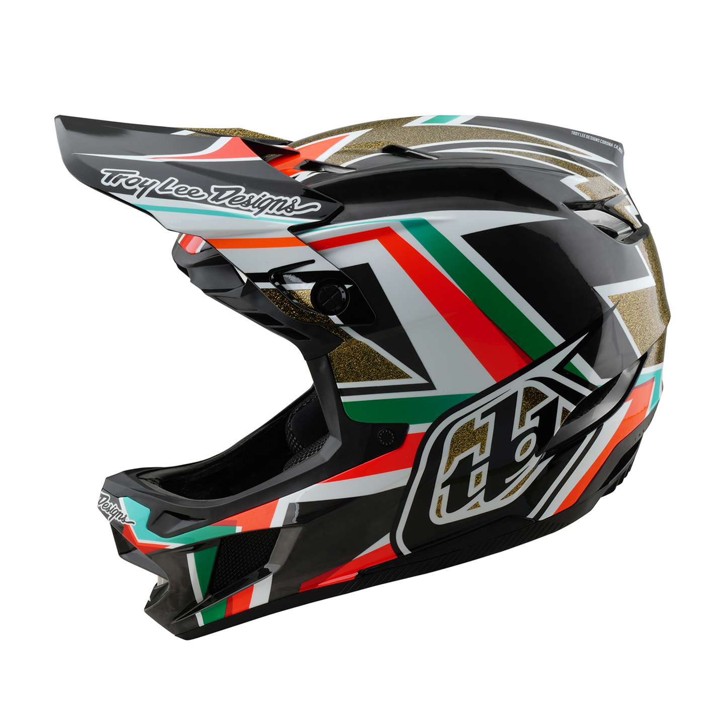 Capacete de BTT TROY LEE DESIGNS D4 CARBON MIPS FRAMES Preto/Dourado