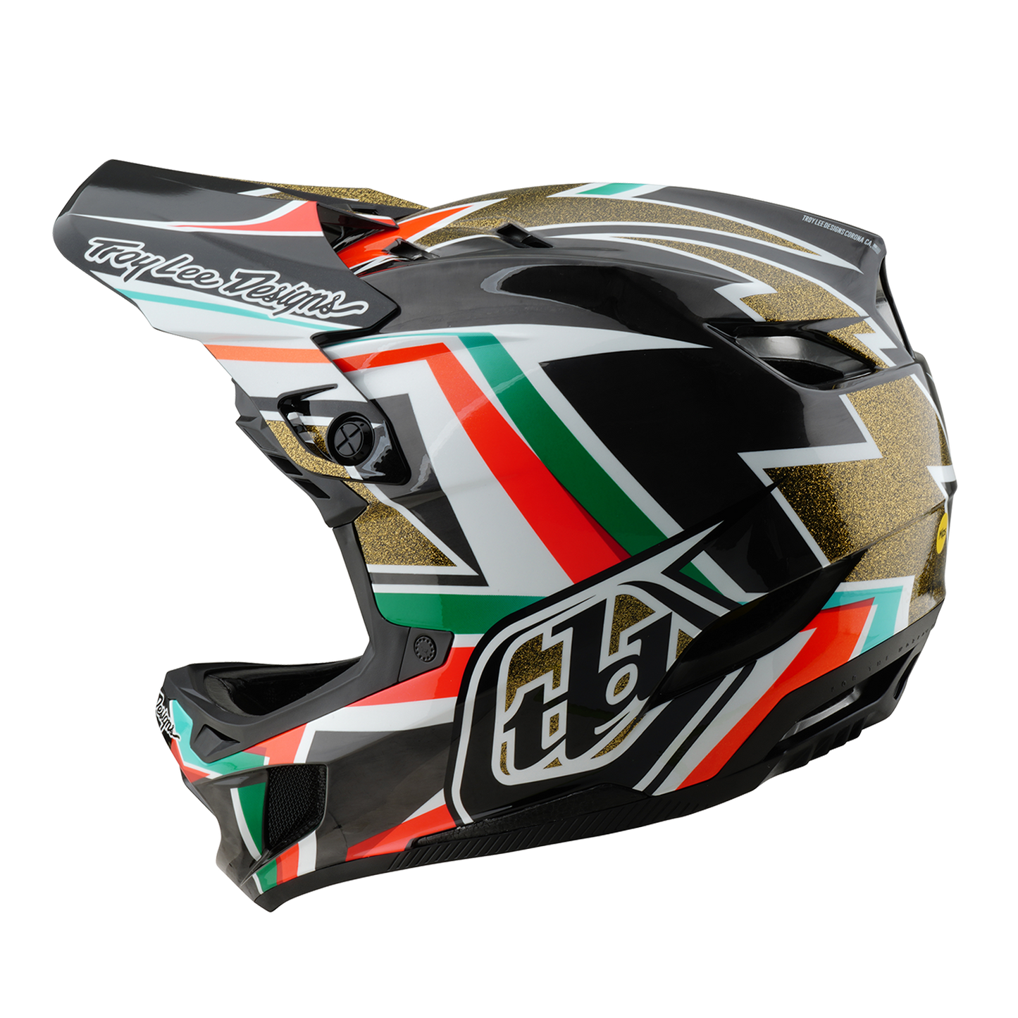 Capacete de BTT TROY LEE DESIGNS D4 CARBON MIPS FRAMES Preto/Dourado