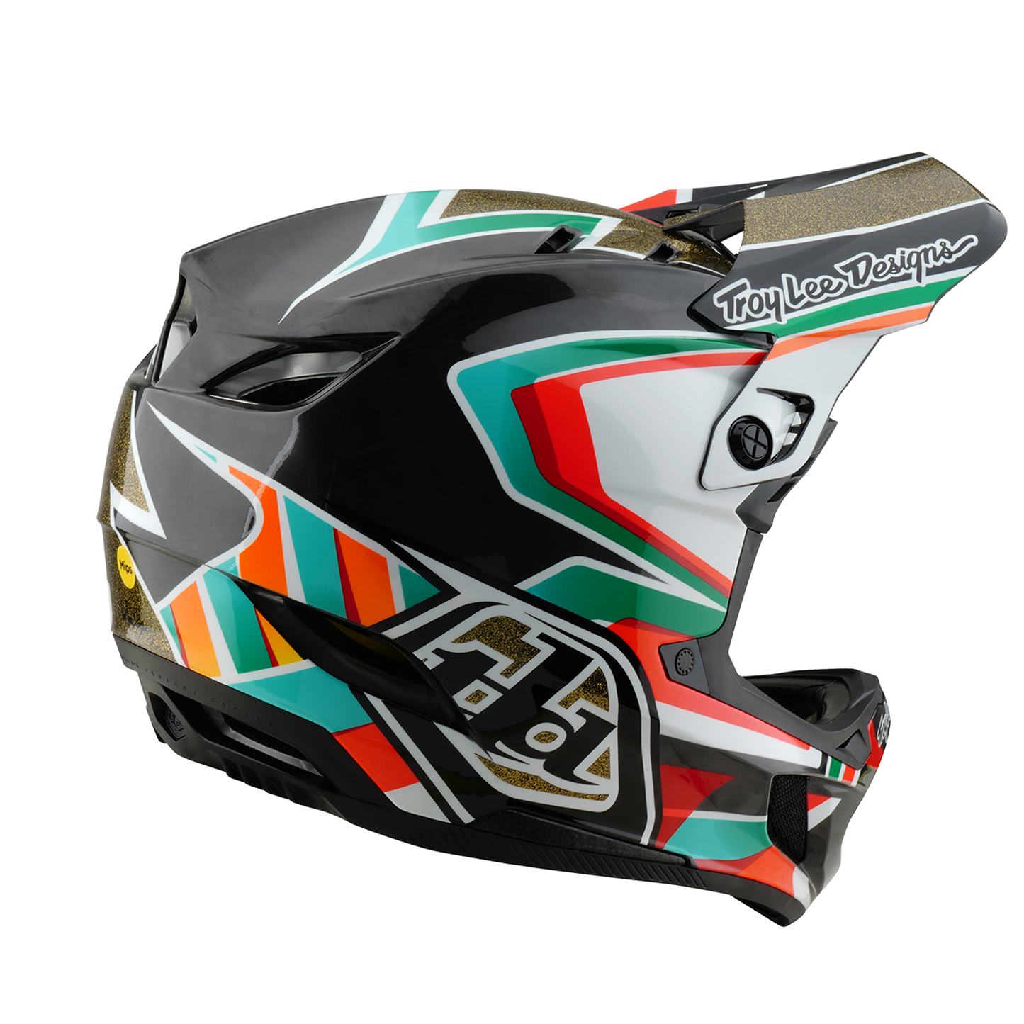 Capacete de BTT TROY LEE DESIGNS D4 CARBON MIPS FRAMES Preto/Dourado