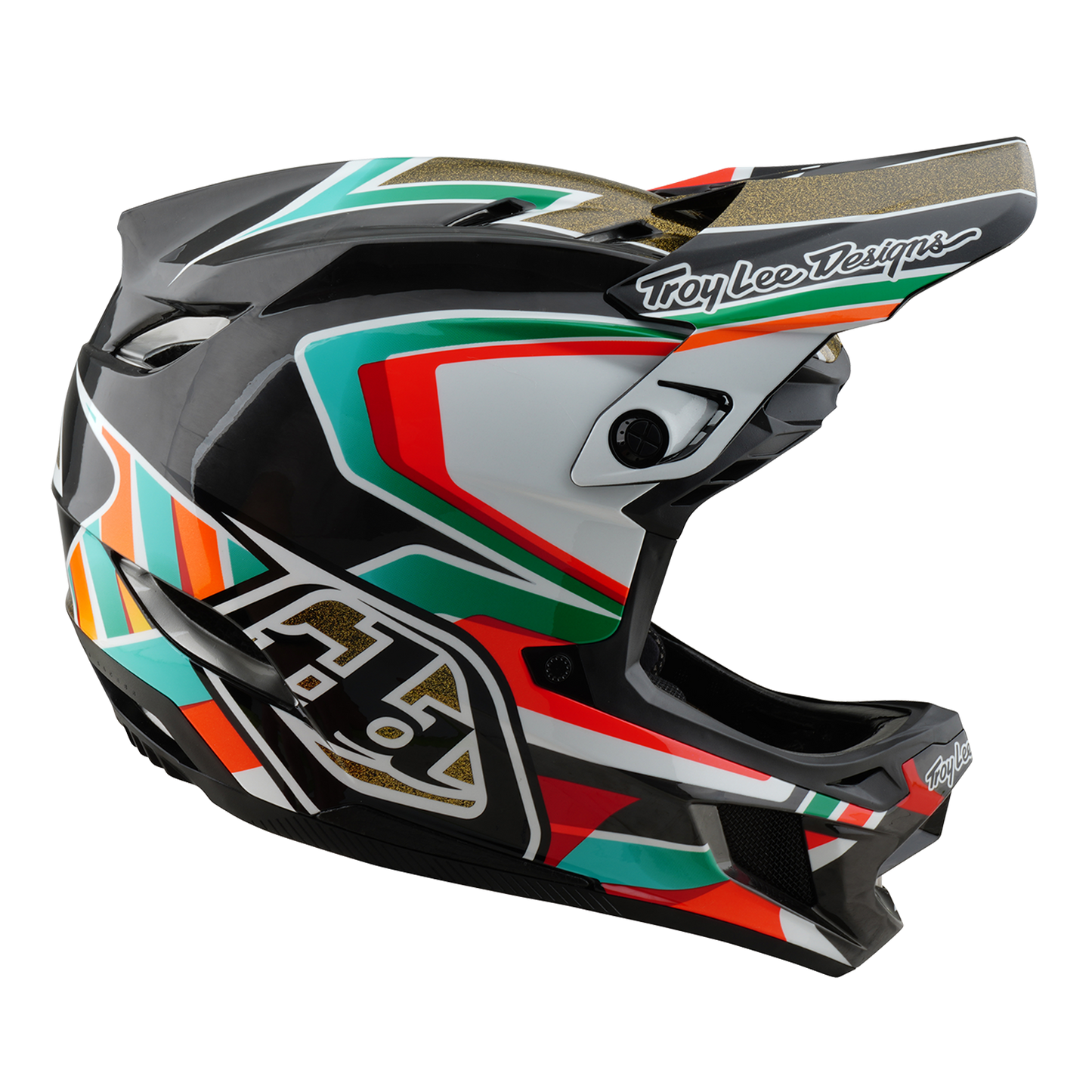 Capacete de BTT TROY LEE DESIGNS D4 CARBON MIPS FRAMES Preto/Dourado