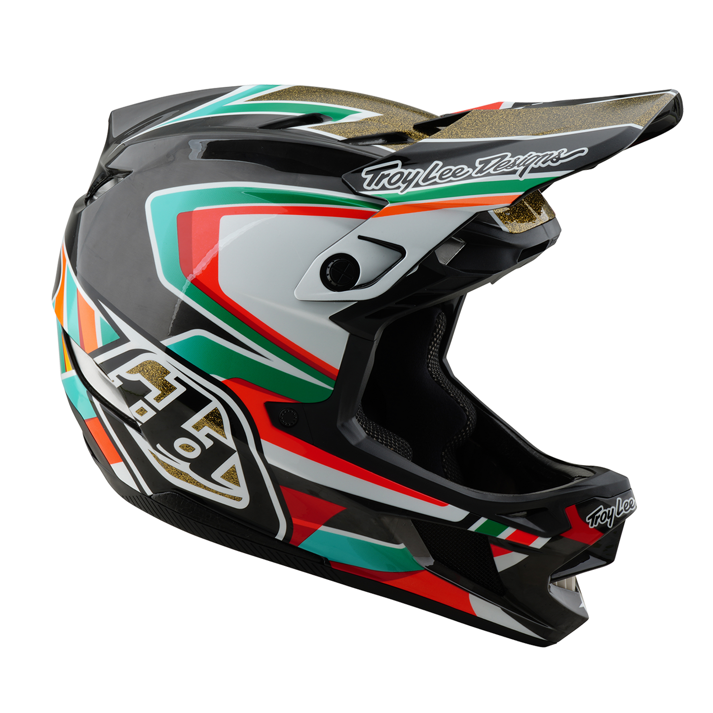 Capacete de BTT TROY LEE DESIGNS D4 CARBON MIPS FRAMES Preto/Dourado