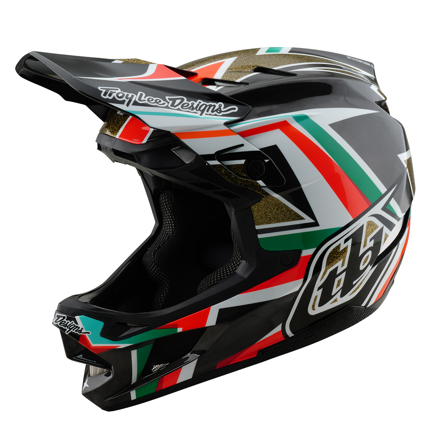 Capacete de BTT TROY LEE DESIGNS D4 CARBON MIPS FRAMES Preto/Dourado