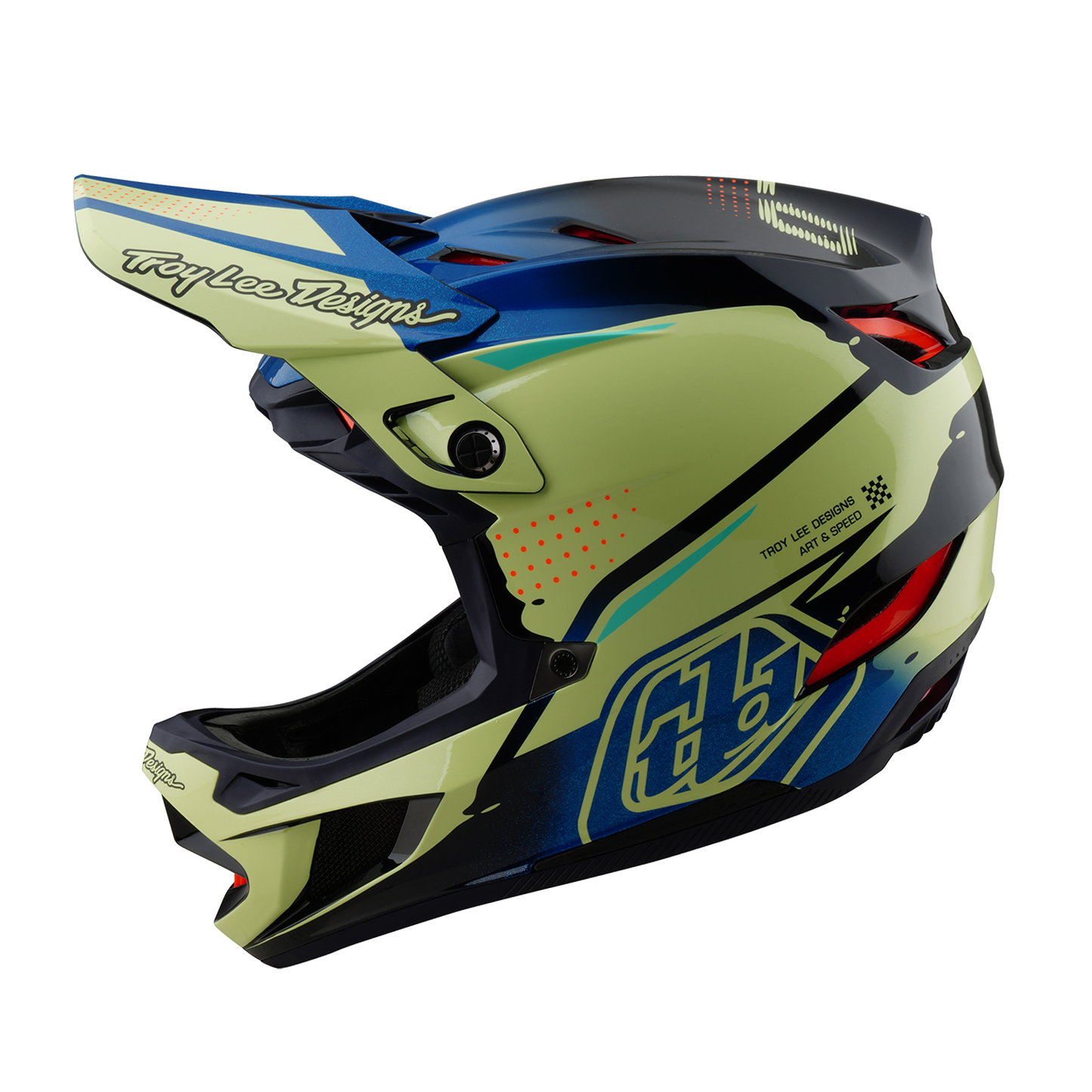 Capacete de BTT Troy Lee Designs D4 CARBON MIPS Drip Amarelo