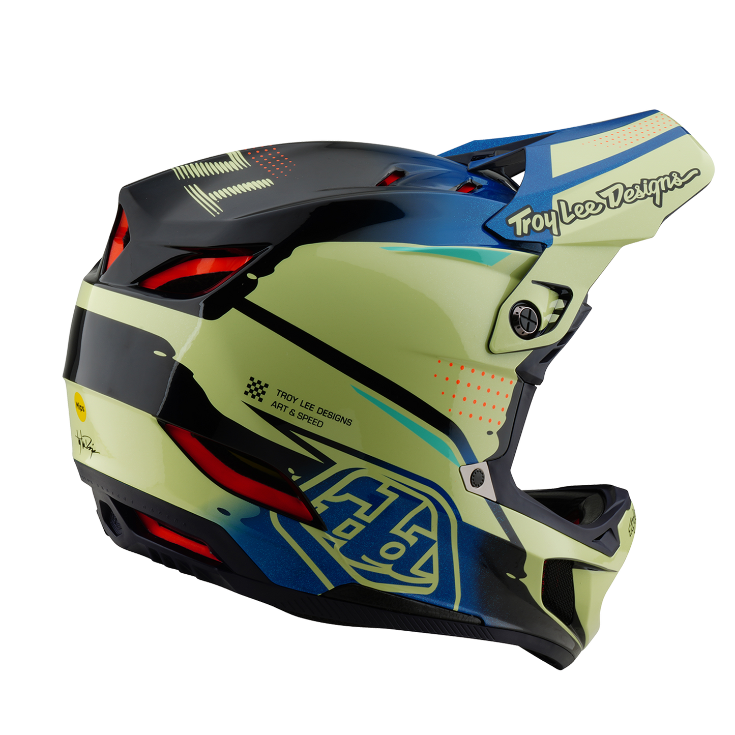 Capacete de BTT Troy Lee Designs D4 CARBON MIPS Drip Amarelo