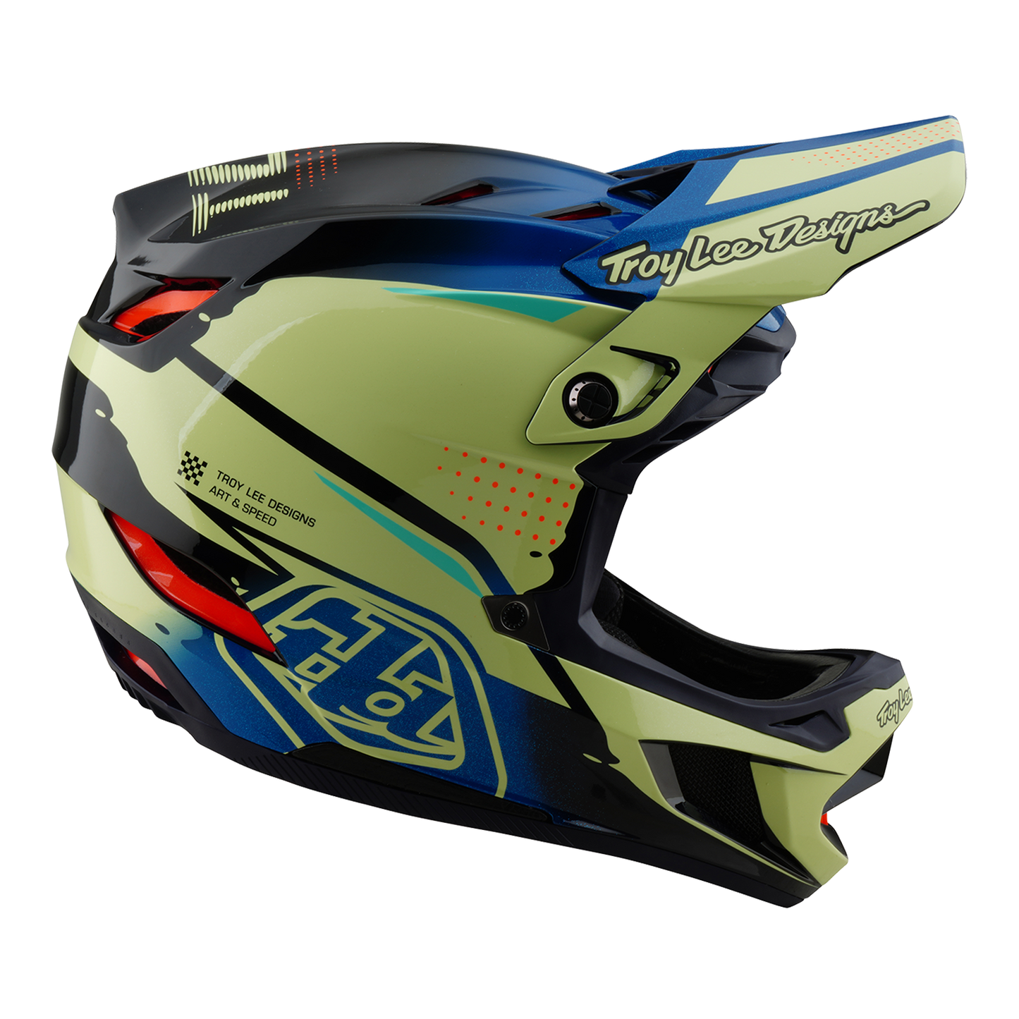 Capacete de BTT Troy Lee Designs D4 CARBON MIPS Drip Amarelo
