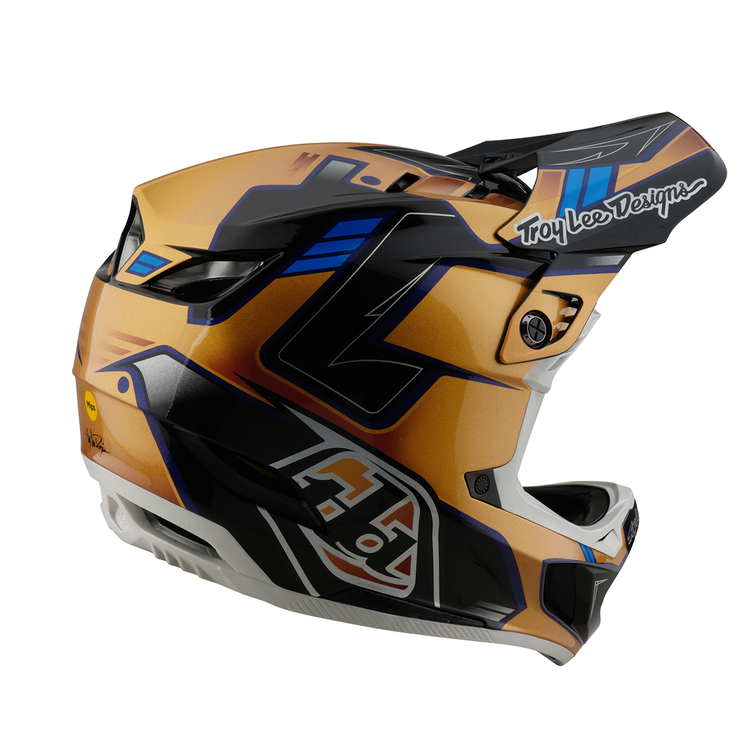 Capacete de BTT TROY LEE DESIGNS D4 COMPOSITE MIPS ROYALTY Preto/Dourado