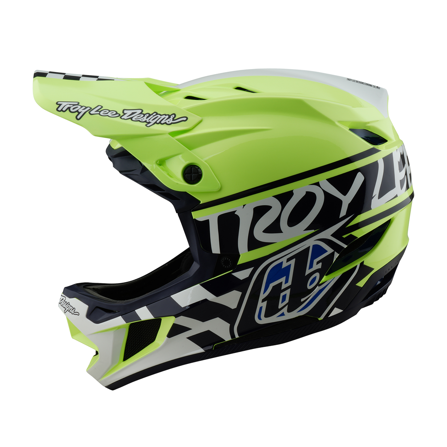 Capacete de BTT Troy Lee Designs D4 POLYACRYLITE MIPS FIFTY 50 Azul/Amarelo