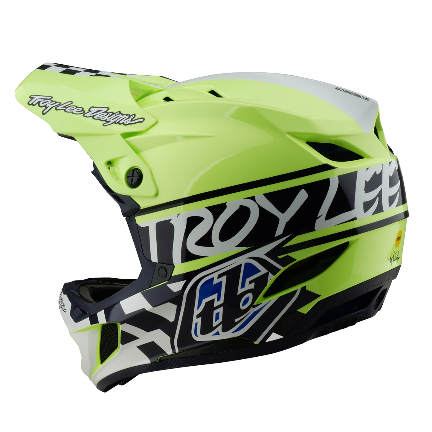 Capacete de BTT Troy Lee Designs D4 POLYACRYLITE MIPS FIFTY 50 Azul/Amarelo