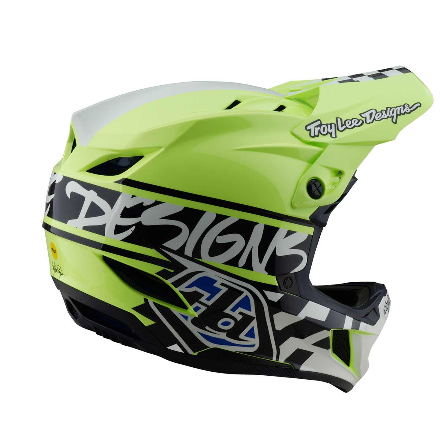 Capacete de BTT Troy Lee Designs D4 POLYACRYLITE MIPS FIFTY 50 Azul/Amarelo