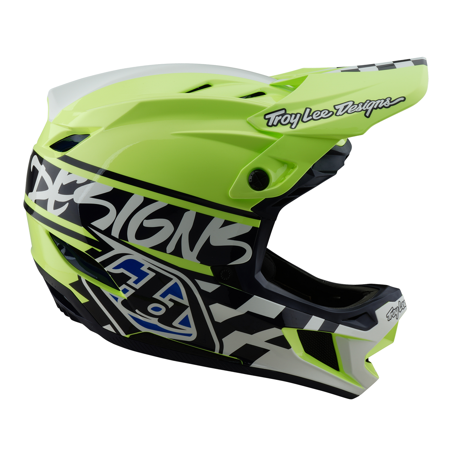 Capacete de BTT Troy Lee Designs D4 POLYACRYLITE MIPS FIFTY 50 Azul/Amarelo