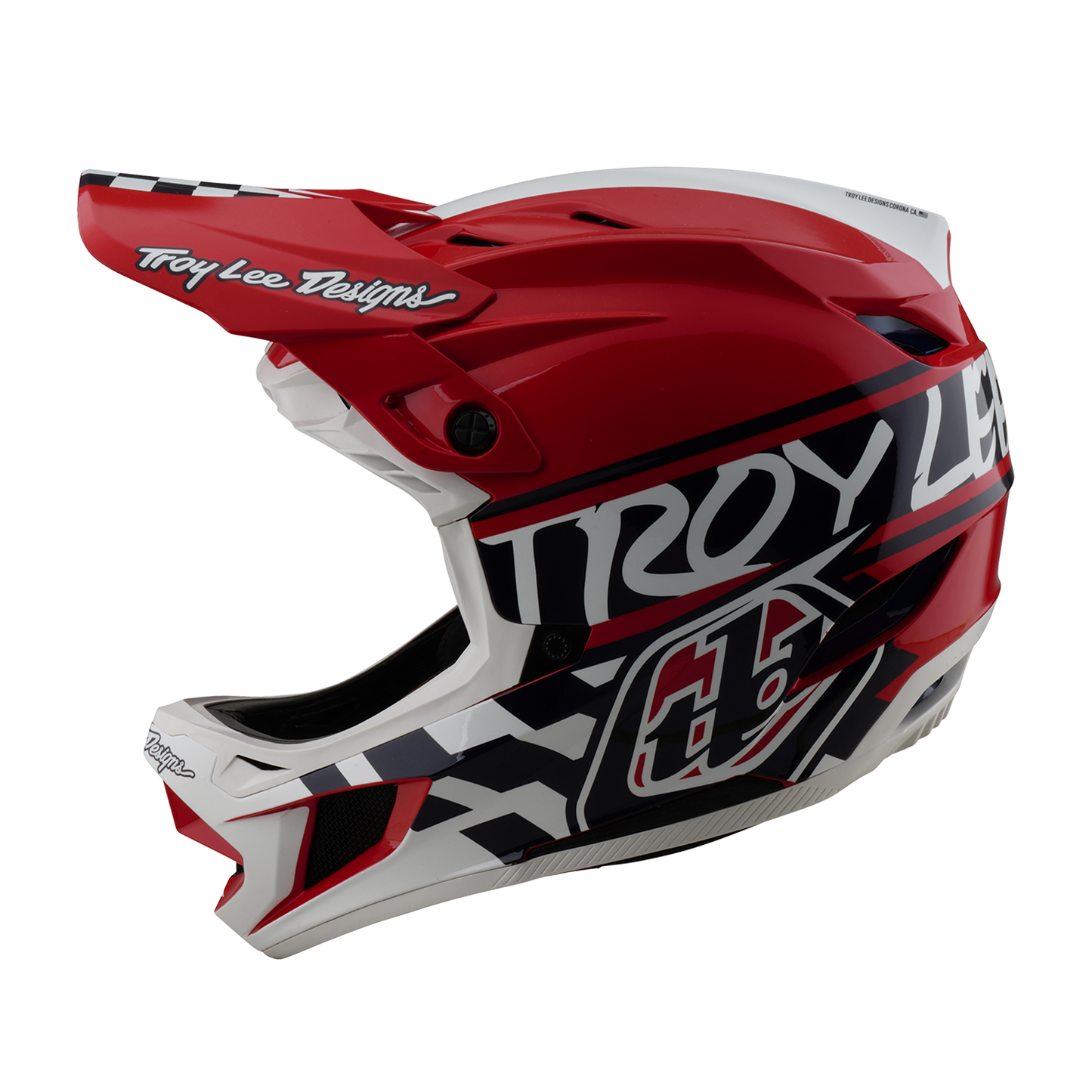 Capacete de BTT TROY LEE DESIGNS D4 POLYACRYLITE FIFTY 50 Branco/Vermelho 2025