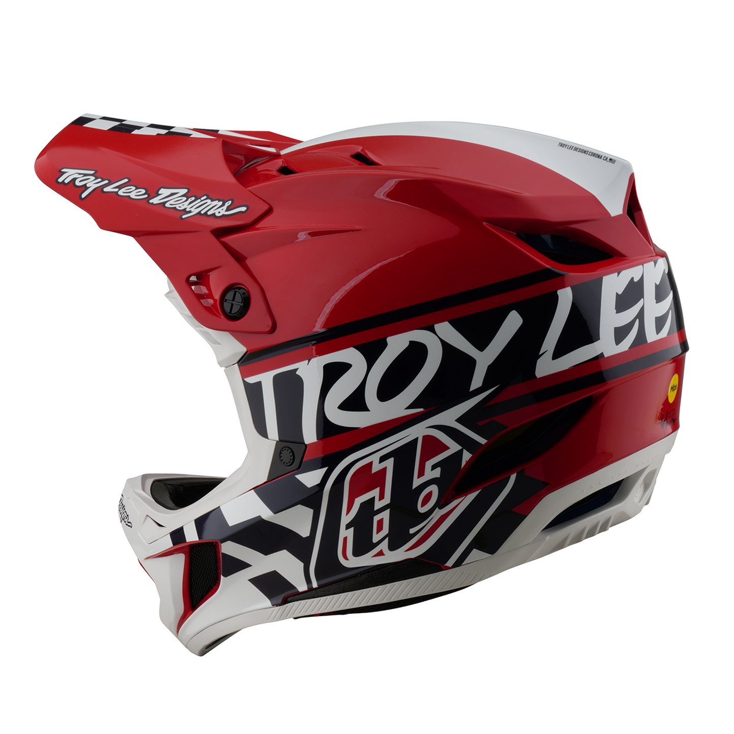 Capacete de BTT TROY LEE DESIGNS D4 POLYACRYLITE FIFTY 50 Branco/Vermelho 2025
