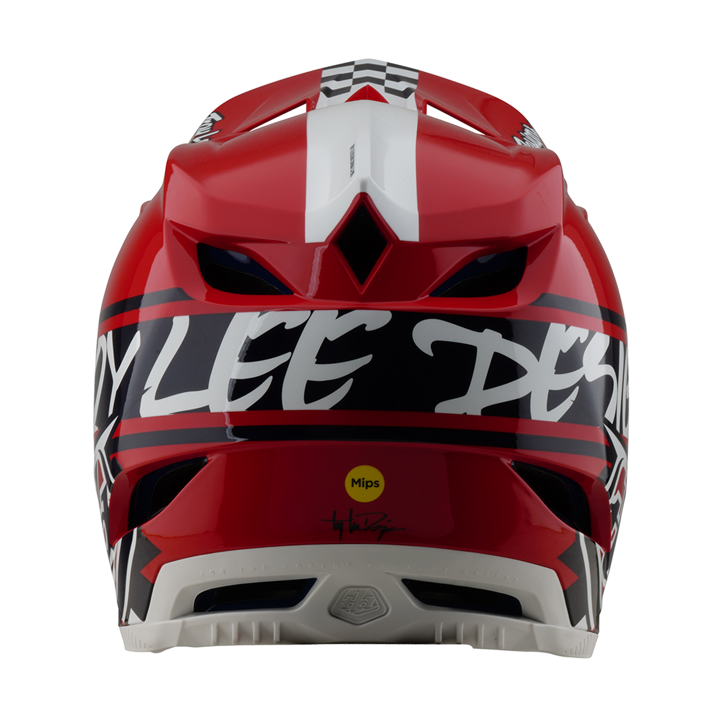 Capacete de BTT TROY LEE DESIGNS D4 POLYACRYLITE FIFTY 50 Branco/Vermelho 2025