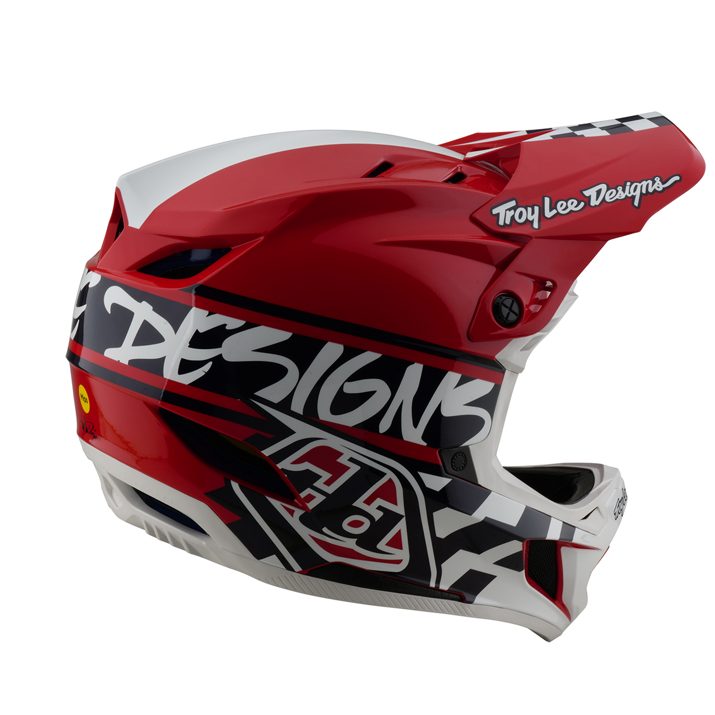 Capacete de BTT TROY LEE DESIGNS D4 POLYACRYLITE FIFTY 50 Branco/Vermelho 2025