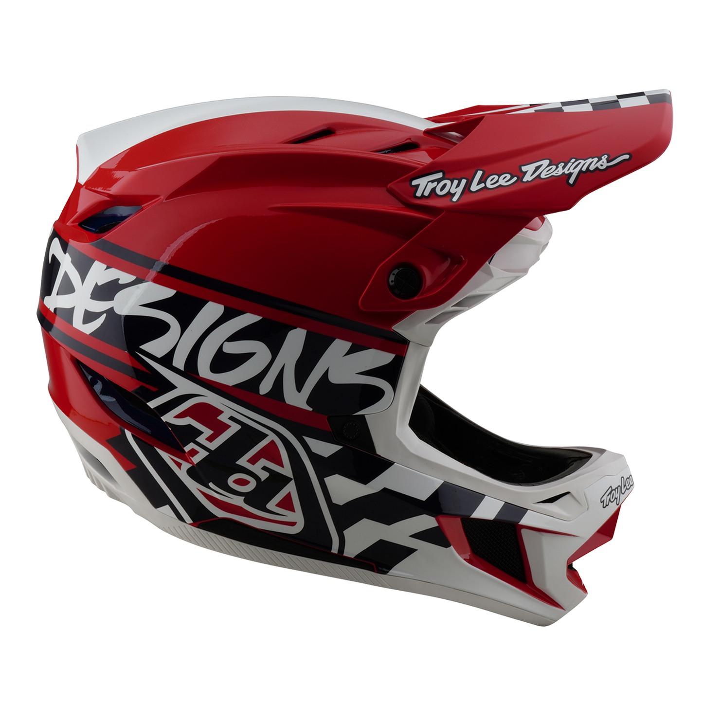 Capacete de BTT TROY LEE DESIGNS D4 POLYACRYLITE FIFTY 50 Branco/Vermelho 2025