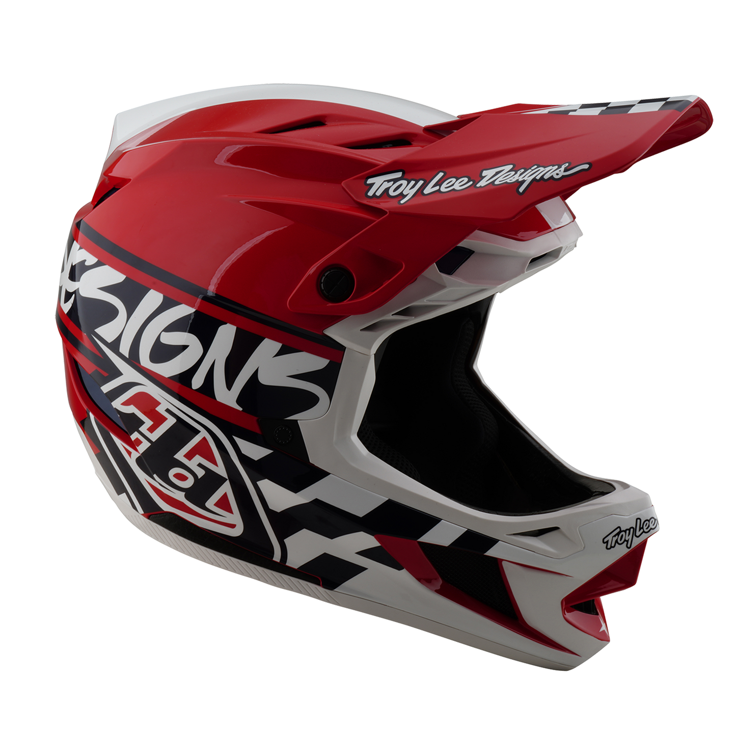 Capacete de BTT TROY LEE DESIGNS D4 POLYACRYLITE FIFTY 50 Branco/Vermelho 2025