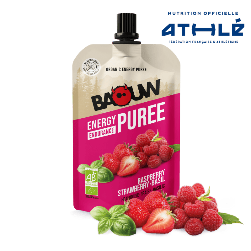 BAOUW Receita Biológica Puré Energético com Framboesa/Morango/Basílico (90g)